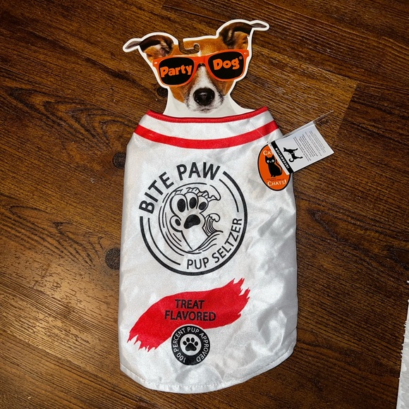 NWT Party Dog Pup Seltzer Costume - White and Red Size M/L - Picture 1 of 8